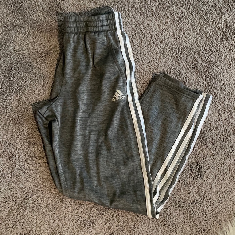 Adidas warm ups Boys size L 14/16 grey